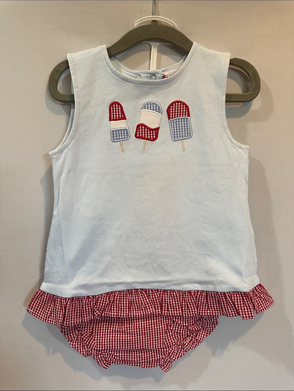 Baby Girls White & Red Popsicle Tank Top and Bloomer Set